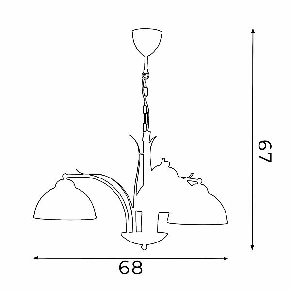 Kronleuchter Korfu, 3-flg., goldfarben antik, Ø 68 cm günstig online kaufen