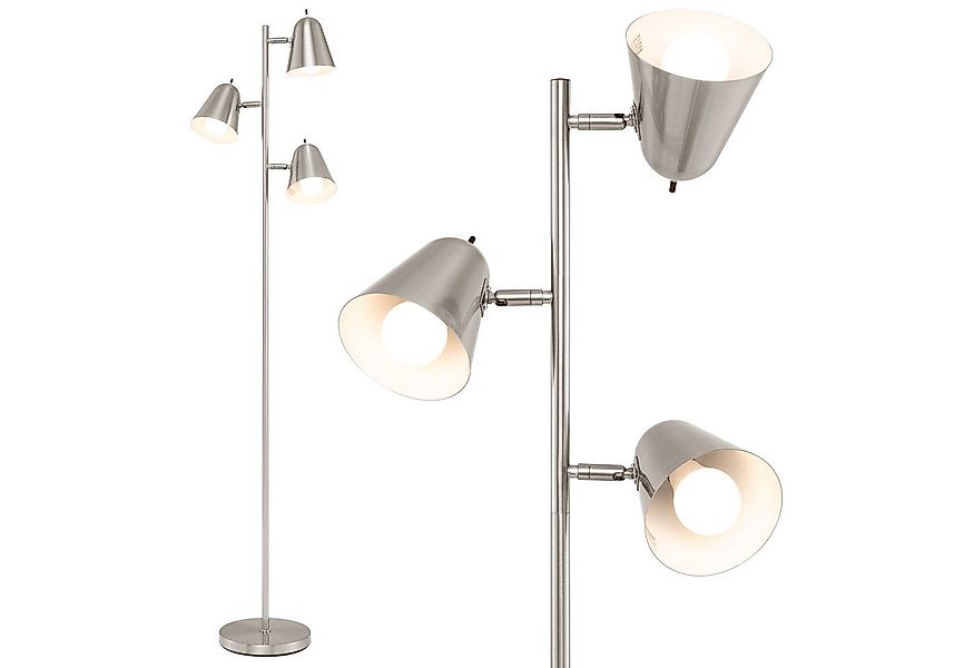 COSTWAY Stehlampe, 3 E27 Glühbirne, 360° verstellbare Lampenschirme 163cm günstig online kaufen