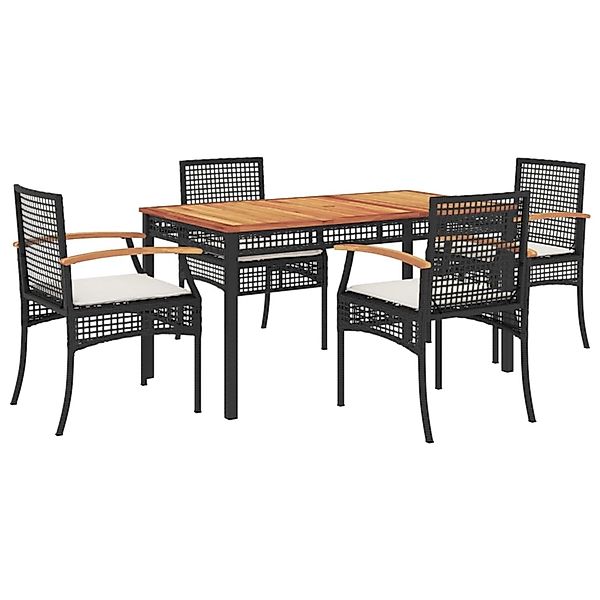 vidaXL 5-Tlg Garten-Essgruppe mit Kissen Schwarz Poly Rattan 3213562 günstig online kaufen
