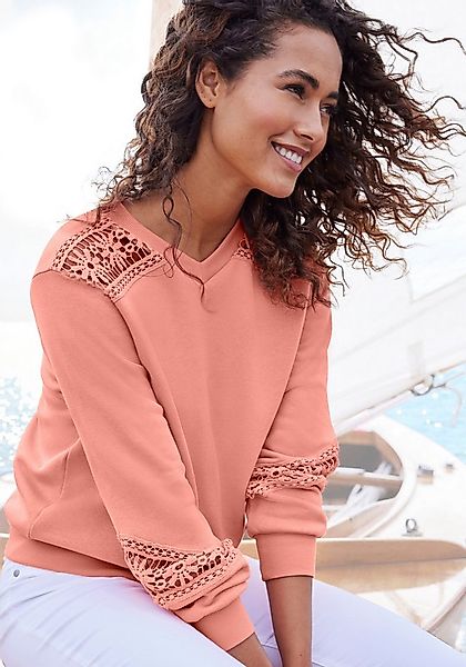 Vivance Sweatshirt mit Spitzeneinsätzen an Schulter und Ärmel günstig online kaufen