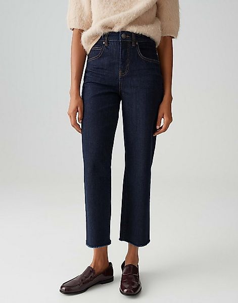 OPUS Weite Jeans Wide Cropped Jeans MOMITO Mid Rise mit Fransen günstig online kaufen