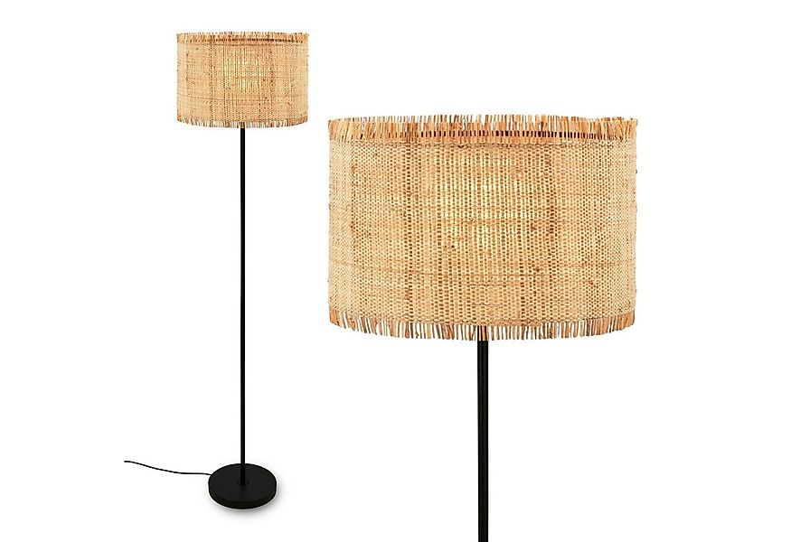 Briloner Leuchten LED Stehlampe Stehleuchte E27 Boho Natur Beige Wohnzimmer günstig online kaufen