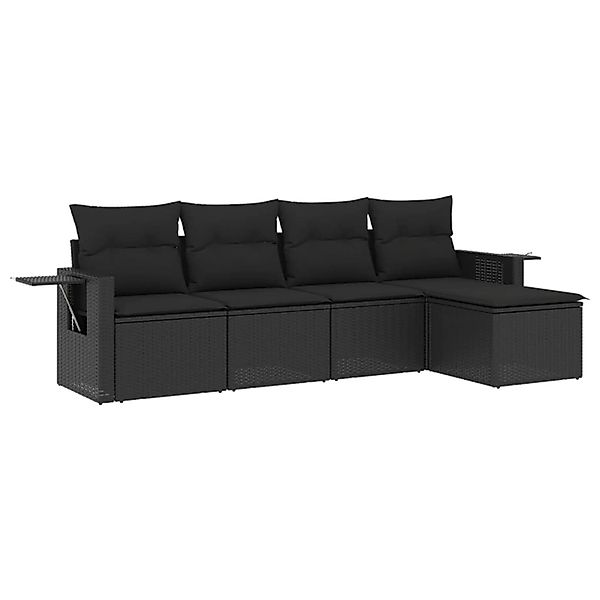 vidaXL 5-tlg Garten-Sofagarnitur mit Kissen Schwarz Poly Rattan Modell 124 günstig online kaufen