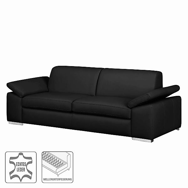 home24 Fredriks Sofa Termon III 3-Sitzer Schwarz Echtleder 232x82x90 cm (Bx günstig online kaufen