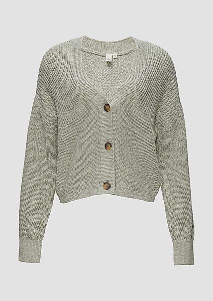 QS Funktionsjacke Strickjacke aus Baumwollmix Rippblende günstig online kaufen