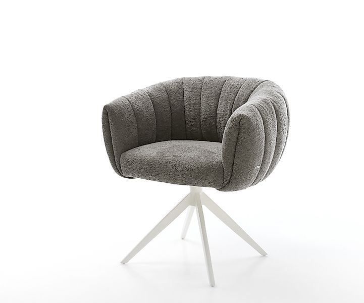 Drehstuhl Jada-Flex Bouclé Soft Schlamm Kreuzgestell breit Weiß 360° drehba günstig online kaufen