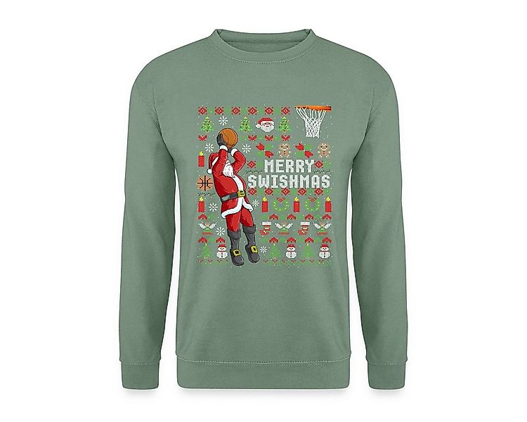Spreadshirt Sweatshirt Merry Swishmas Ugly Christmas Basketball Unisex Pull günstig online kaufen
