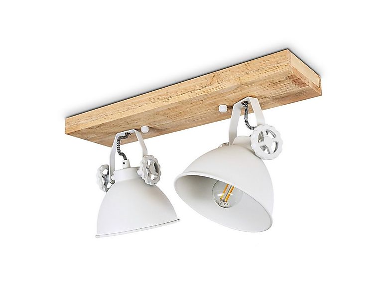 hofstein Deckenleuchte »Mot« Deckenlampe aus Metall/Holz in Weiß/Natur, ohn günstig online kaufen