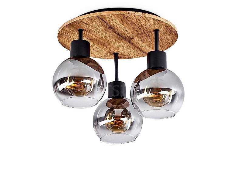 hofstein Deckenleuchte »Canove« Deckenlampe, Metall/MDF/Glas, Schwarz/Holzo günstig online kaufen