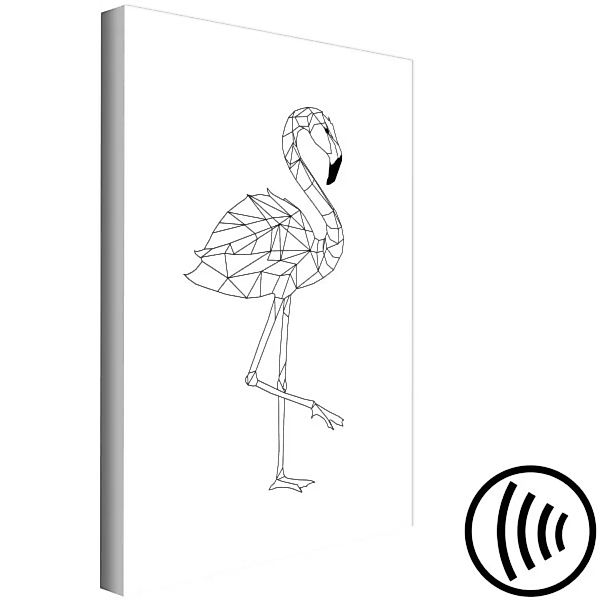 Leinwandbild Flamingo mit gehobenem Bein - geometrische Abstraktion XXL günstig online kaufen