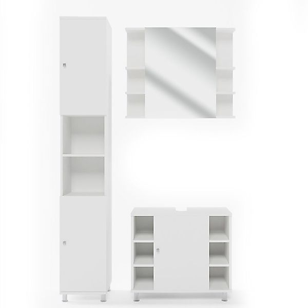 Vicco Badmöbel-Set Fynn, Weiß, 3 Teile, günstig online kaufen
