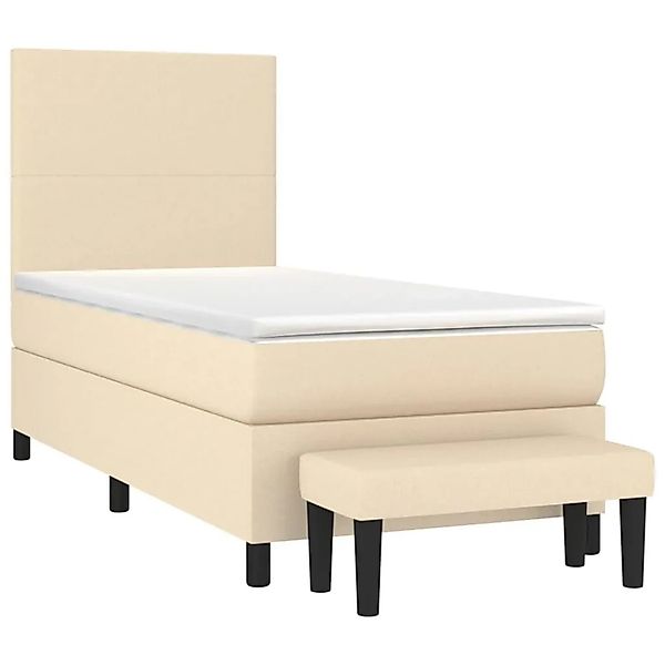 vidaXL Boxspringbett mit Matratze Creme 90x200 cm Stoff 3136410 günstig online kaufen