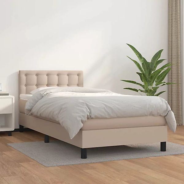 vidaXL Boxspringbett mit Matratze Cappuccino-Braun 90x200cm Kunstleder13898 günstig online kaufen