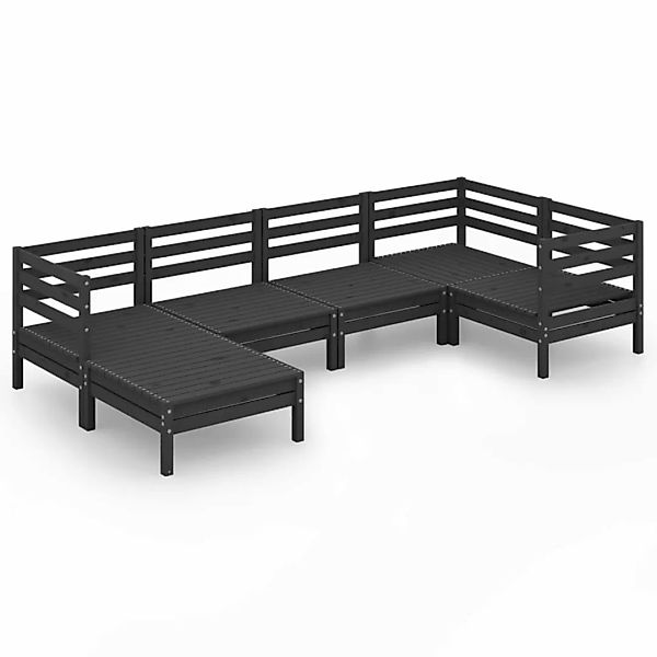 6-tlg. Garten-lounge-set Massivholz Kiefer Schwarz günstig online kaufen