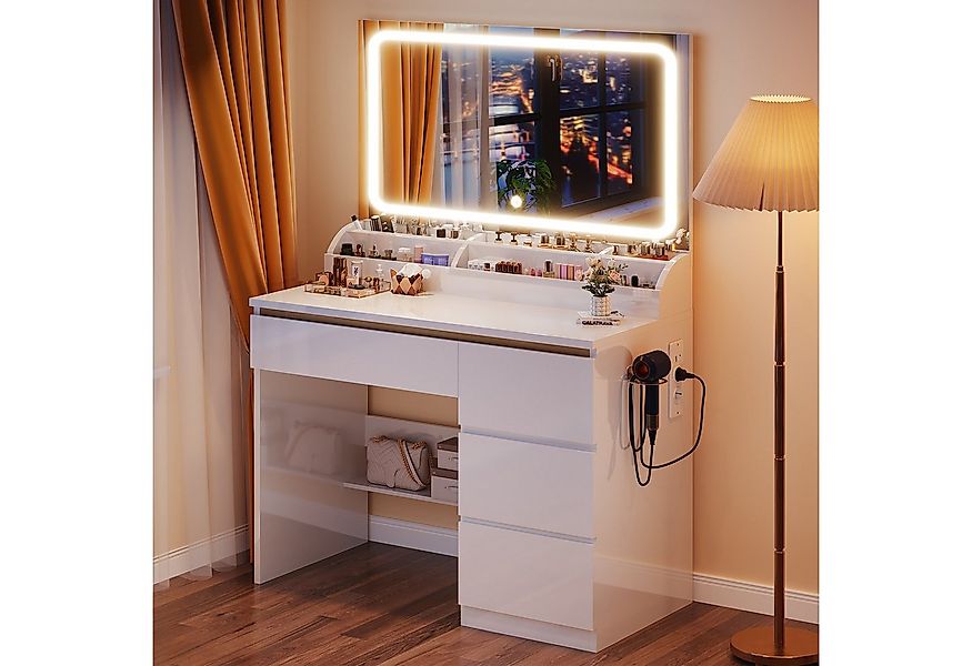 HOMALL Schminktisch Schminktisch mit 80 cm Spiegel und LED-Beleuchtung (Abm günstig online kaufen