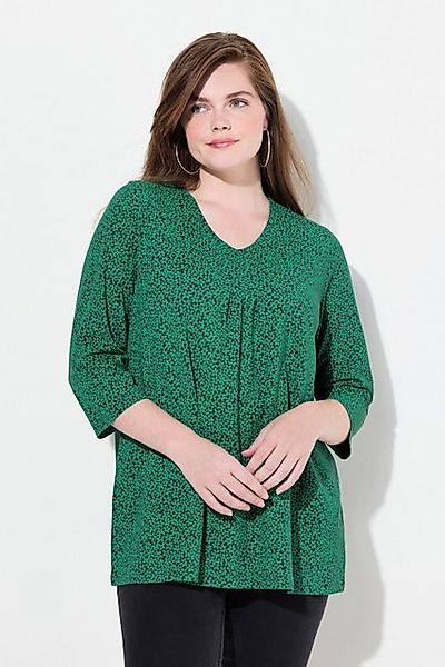 Ulla Popken Longsleeve Shirt Blüten A-Linie V-Ausschnitt 3/4-Arm günstig online kaufen