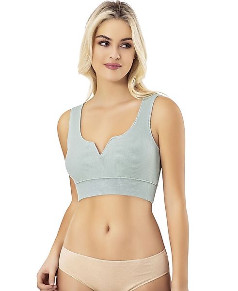 fashionshowcase Crop-Top mit V-Detail-Ausschnitt - geripptes günstig online kaufen