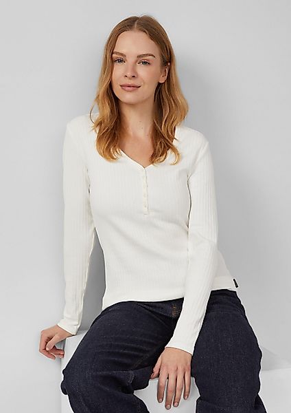 s.Oliver Langarmshirt T-Shirt Ripp-Langarmshirt mit Knopfleiste günstig online kaufen
