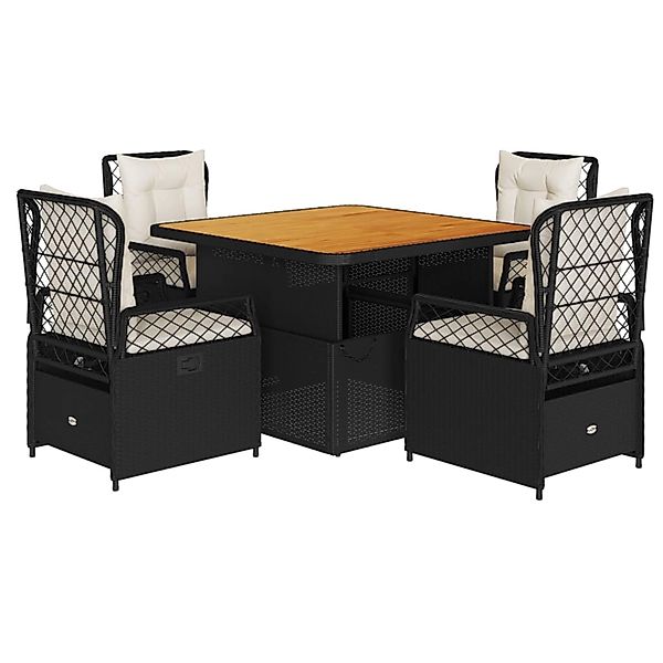 vidaXL 5-Tlg Garten-Essgruppe mit Kissen Schwarz Poly Rattan 3262912 günstig online kaufen