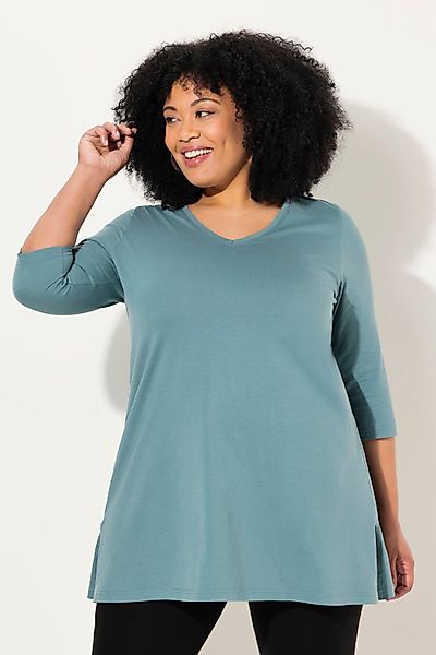 Ulla Popken Longshirt Longshirt A-Linie V-Ausschnitt günstig online kaufen