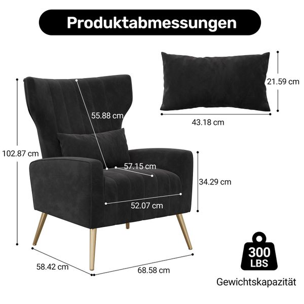 HawthyHome Ohrensessel mit Samtbezug Moderner Loungesessel– günstig online kaufen