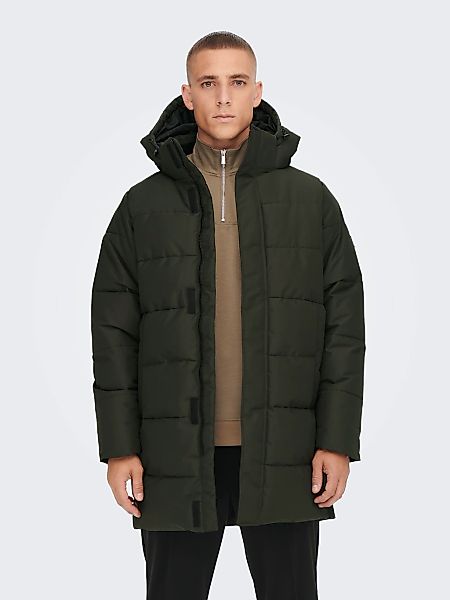 ONLY & SONS Steppjacke "ONSCARL LIFE LONG QUILTED COAT NOOS OTW" mit Kapuze günstig online kaufen
