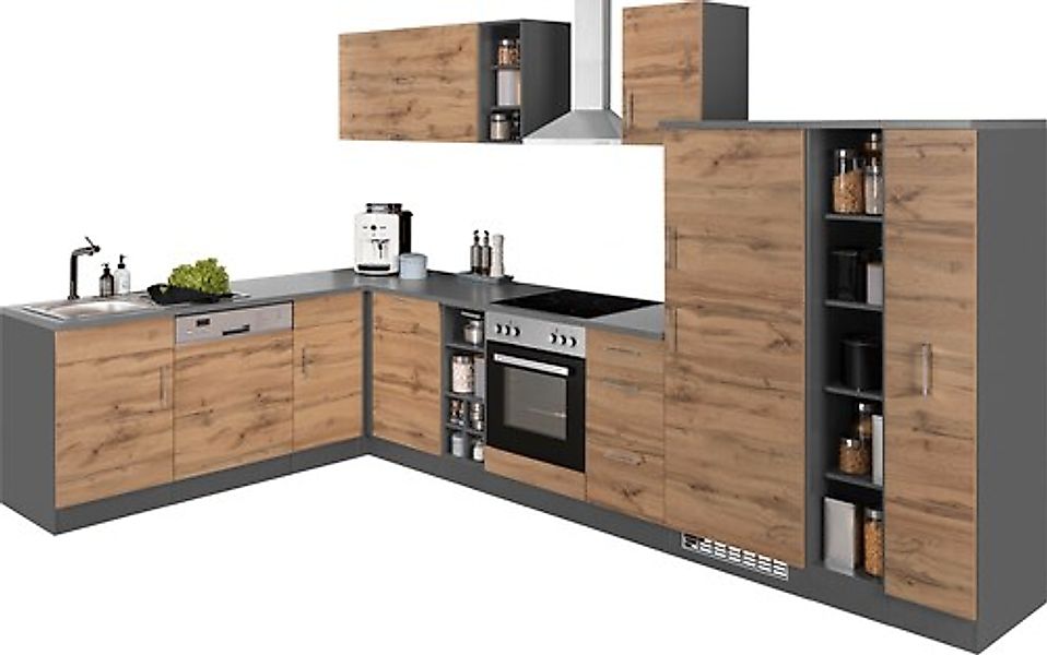 KOCHSTATION Winkelküche "KS-Colmar", mit E-Geräten, Stellbreite 210/360 cm günstig online kaufen