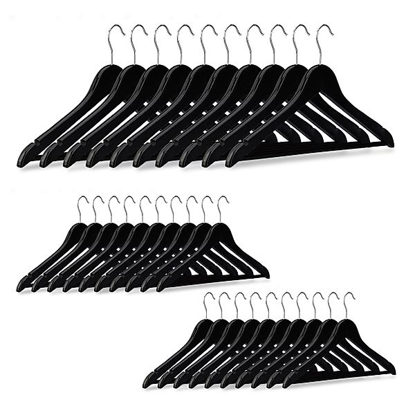 relaxdays Kleiderbügel Holz 30er Set, Schwarz günstig online kaufen