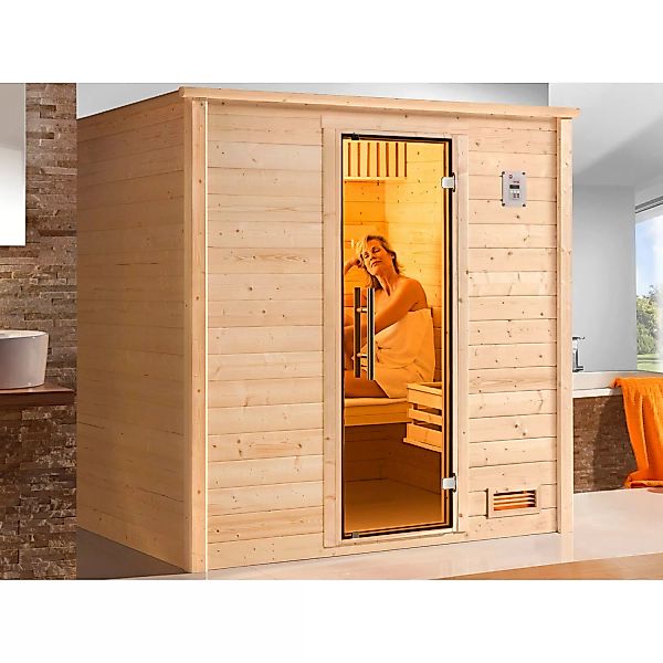 Weka Massivholz-Sauna 530 OS Set Gr. 2 mit Glastür günstig online kaufen