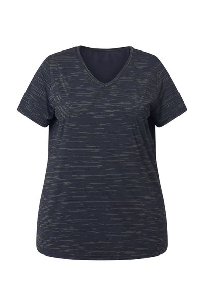 Ulla Popken T-Shirt Funktionsshirt Mesheinsätze V-Ausschnitt günstig online kaufen
