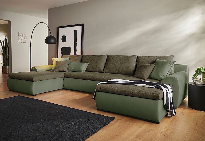 Home affaire Wohnlandschaft "Win U-Form" inklusive Bettfunktion und Bettkas günstig online kaufen