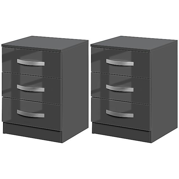 HOMCOM Nachttisch Modern, Set 2 Stück mit 3 Schubladen für Schlafzimmer und günstig online kaufen