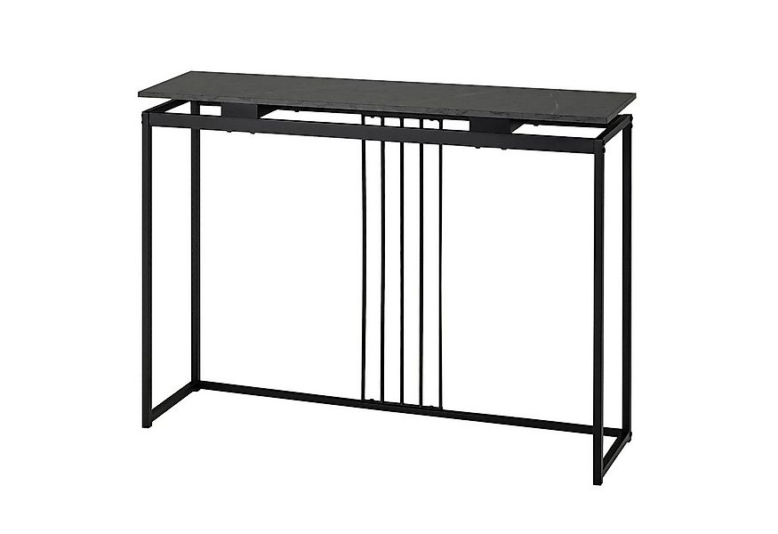 COSTWAY Konsolentisch Marmoroptik, schmal, Metallgestell, schwarz, 120x30x9 günstig online kaufen