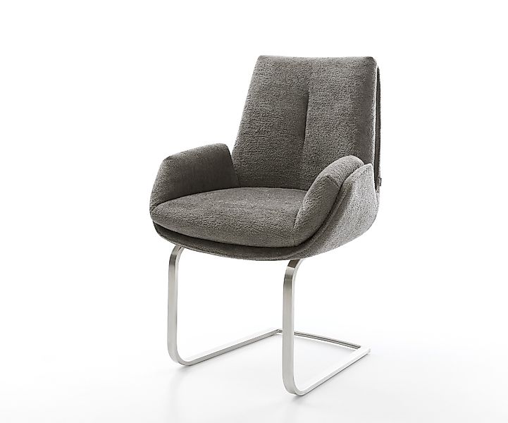 Freischwinger Clea-Flex Bouclé Soft Schlamm Freischwinger flach Edelstahl günstig online kaufen