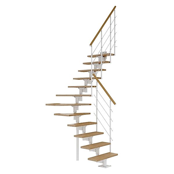 Dolle Mittelholmtreppe Boston 1/4gew. Stufen Eiche Metall Weiß FSC® günstig online kaufen