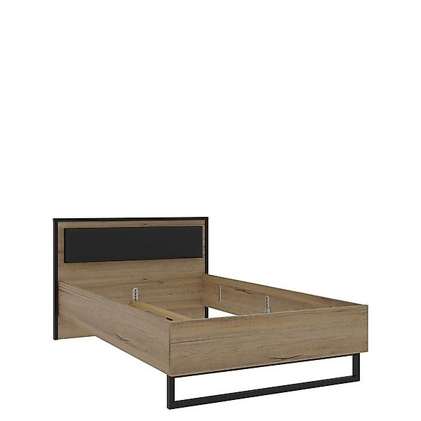 FORTE Bett Bartex Eiche Dekor / Schwarz Matt - 132,6x92,2x208,8cm (BxHxT) günstig online kaufen