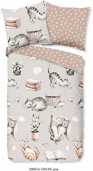good morning Kinderbettwäsche »Catlife«, Baumwolle, 135x200, Reißverschluss günstig online kaufen