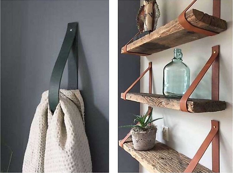 Crafted Leather & Lifestyle Wandregalhalter Leder, Braun, 2-tlg., 100% Rind günstig online kaufen