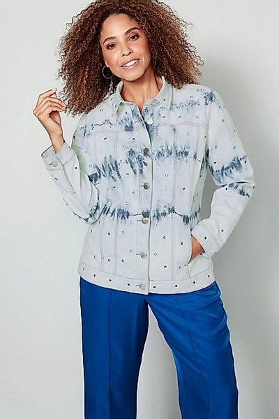 MIAMODA Jeansjacke Jeansjacke Batik Ziernieten Langarm günstig online kaufen