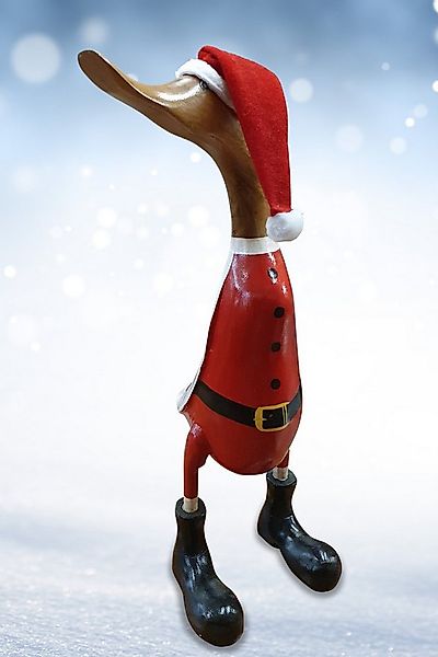 Kinaree Dekofigur Bambus Holz Ente Weihnachtsmann, Naturprodukt, Handgefert günstig online kaufen