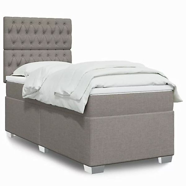 vidaXL Boxspringbett, Boxspringbett mit Matratze Taupe 90x200 cm Stoff günstig online kaufen