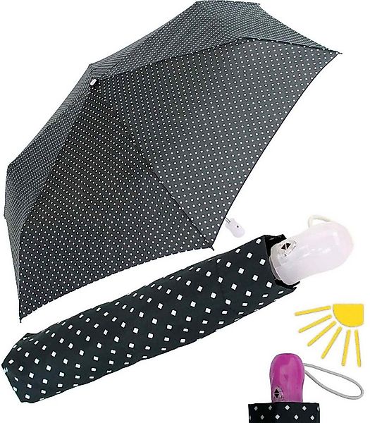 iX-brella Taschenregenschirm Mini Schirm Automatik gepunktet Griff UV-sensi günstig online kaufen