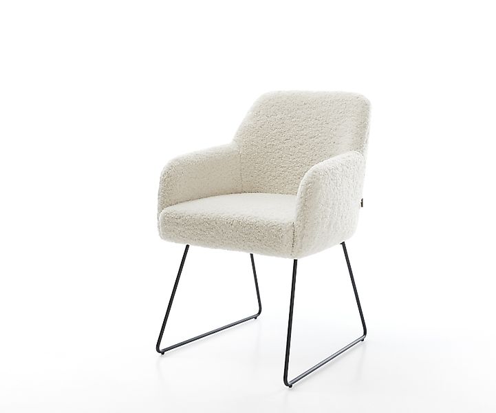 Esszimmerstuhl Greg-Flex Teddystoff Beige Kufengestell Schwarz Taschenfeder günstig online kaufen