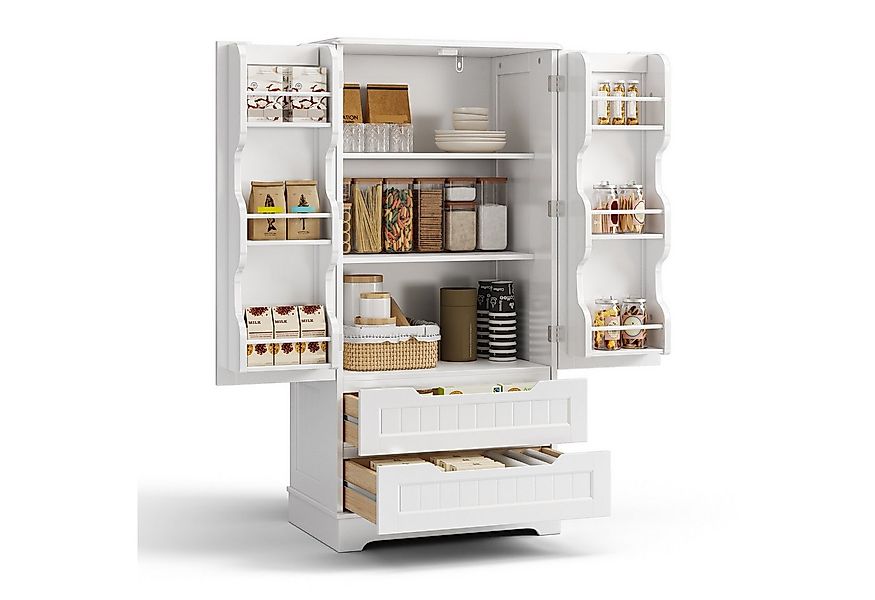 Bealife Sideboard hoher Küchenschrank mit 2 Schubladen und 2 Türen, Vorrats günstig online kaufen