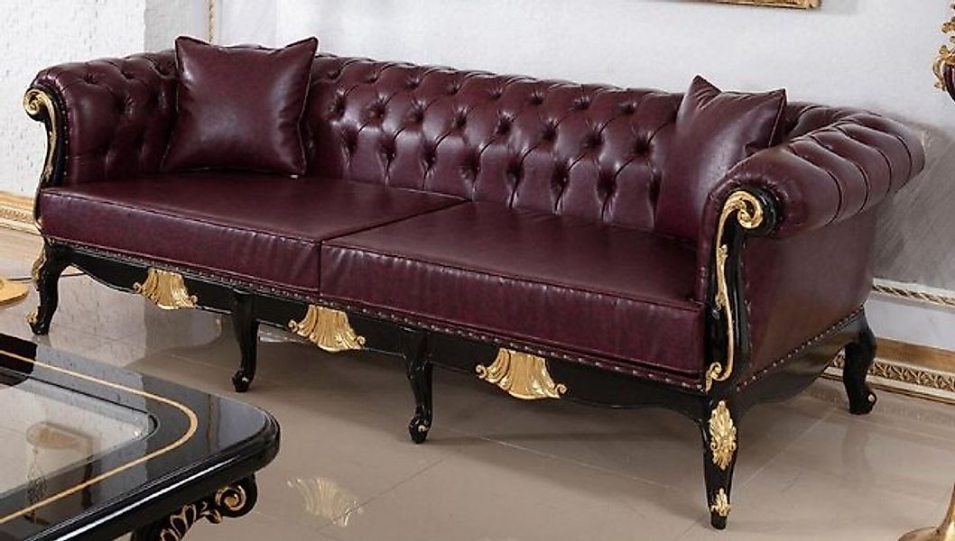 Casa Padrino Chesterfield-Sofa Luxus Barock Chesterfield Sofa Bordeauxrot / günstig online kaufen