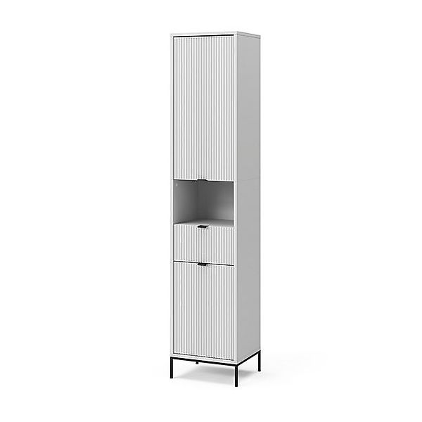 Vicco Badschrank Eliza Weiß 40 x 190 cm mit Türen und Schublade günstig online kaufen