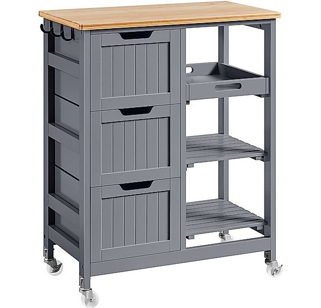 Yaheetech Küchenwagen Servierwagen mit 3 Schubladen & 3 Ablagefächer, Rollw günstig online kaufen
