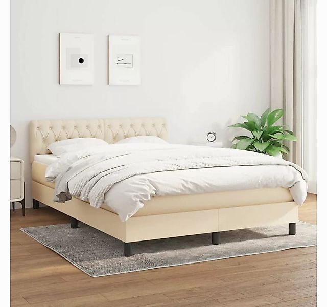 vidaXL Boxspringbett Boxspringbett mit Matratze Creme 140x200 cm Stoff Bett günstig online kaufen