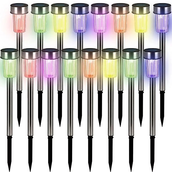 LED Solarleuchte 16er-Set Edelstahl Multicolor günstig online kaufen