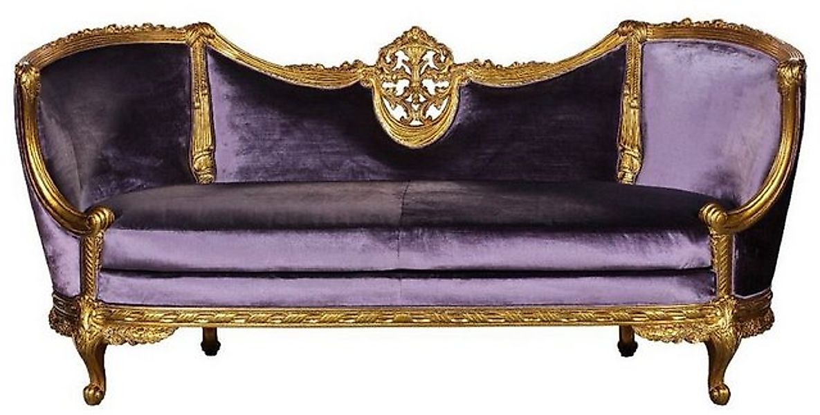 Casa Padrino Sofa Luxus Barock Samt Sofa Lila / Gold - Edles Handgefertigte günstig online kaufen